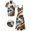 Vacation Couple Outfit Coconut Tree Pattern Colorblock Long Dress and Shirt Set - Brun S | US 4