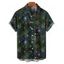 Chemise homme à manches retroussées, imprimé galaxie soleil étoiles lune, chemise décontractée à manches courtes boutonnée - Vert Armée 5XL