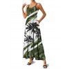 Robe de vacances à motif cocotier et bretelles spaghetti colorées - Vert Armée XXXXXL | US 20