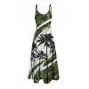 Robe de vacances à motif cocotier et bretelles spaghetti colorées - Vert Armée XXXXXL | US 20