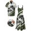 Vacation Couple Outfit Coconut Tree Pattern Colorblock Long Dress and Shirt Set - Vert Armée S | US 4