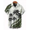 Vacation Couple Outfit Coconut Tree Pattern Colorblock Long Dress and Shirt Set - Vert Armée S | US 4