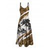 Vacation Couple Outfit Coconut Tree Pattern Colorblock Long Dress and Shirt Set - Brun S | US 4