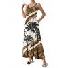 Vacation Couple Outfit Coconut Tree Pattern Colorblock Long Dress and Shirt Set - Brun S | US 4