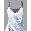 Robe de vacances à imprimé floral et feuilles, mini-robe à bretelles spaghetti - Bleu Ciel XXXXXL | US 20
