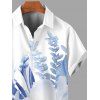 Chemise de vacances pour homme, imprimé fleurs et feuilles, à boutons - Bleu Ciel 5XL