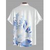 Chemise de vacances pour homme, imprimé fleurs et feuilles, à boutons - Bleu Ciel 5XL