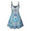 Robe bohème à imprimé géométrique ethnique et mini-robe à bretelles spaghetti - Bleu Toile de Jean XXXXXL | US 20