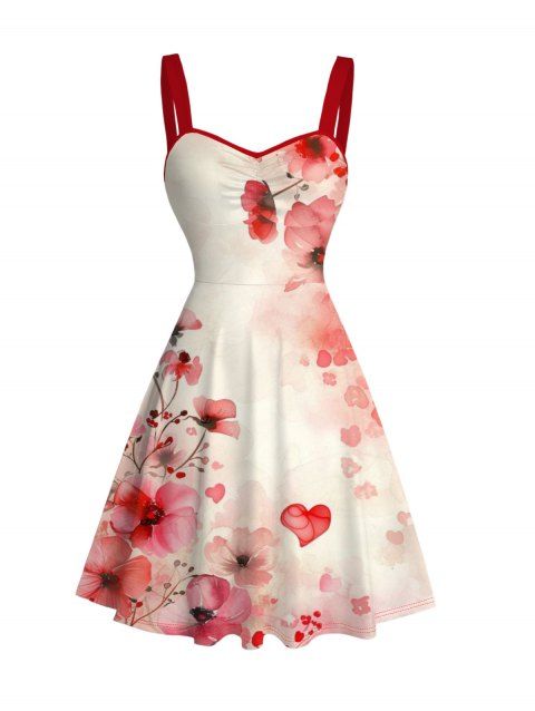Robe de vacances romantique à imprimé floral aquarelle et fronces au buste