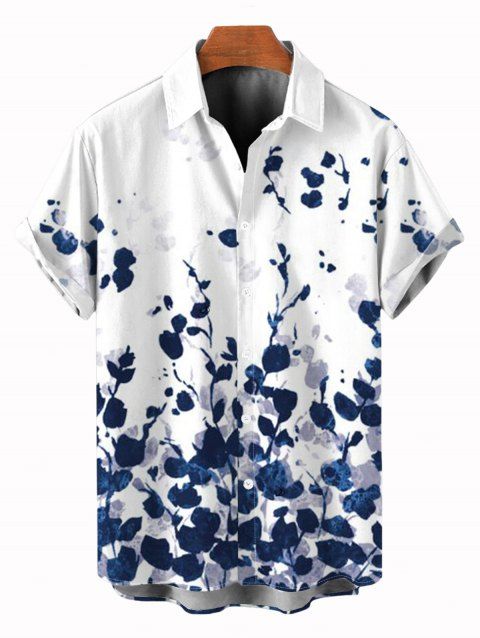 Men's Vacation Shirt Abstract Floral Splatter Print Button Up Shirt