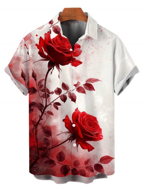Chemise de vacances pour homme, imprimé rose, colorblock, boutonnée