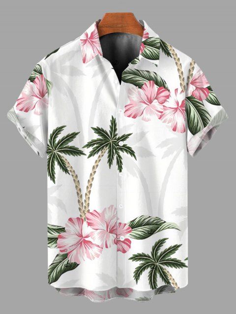 Chemise de vacances pour homme, imprimé de fleurs de cocotier, boutonnée