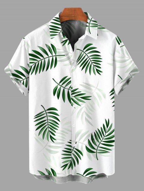 Chemise de vacances pour homme, imprimé feuilles tropicales, boutonnée