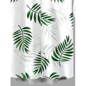 Men's Vacation Shirt Tropical Leaf Print Button Up Shirt