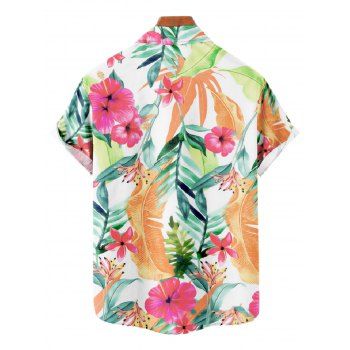Vacation Couple Outfit Flower Tropical Leaf Print Off the Shoulder Romper and Shirt Set