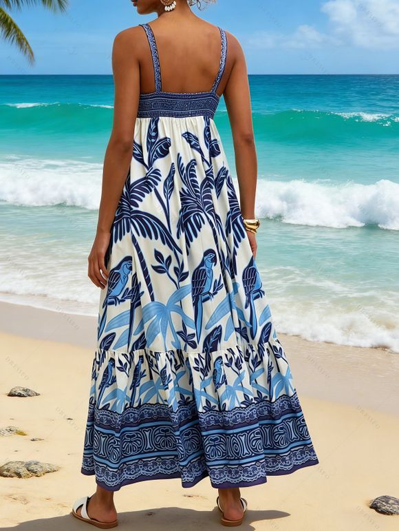 Robe de vacances bohème à imprimé géométrique cocotier - Bleu Marine XXL | US 12