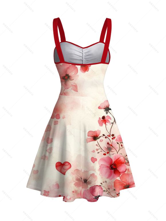Robe de vacances romantique à imprimé floral aquarelle et fronces au buste - Rose clair XXXXXL | US 20