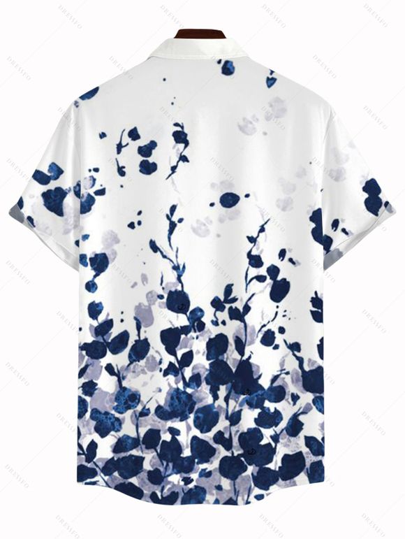 Chemise de vacances pour homme, imprimé floral abstrait à boutons - Bleu profond XL