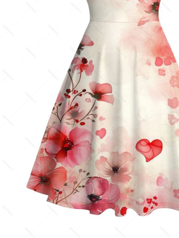 Vacation Couple Outfit Romantic Watercolor Floral Petal Print Ruched Bust Dress and Shirt Set - Rose clair S | US 4