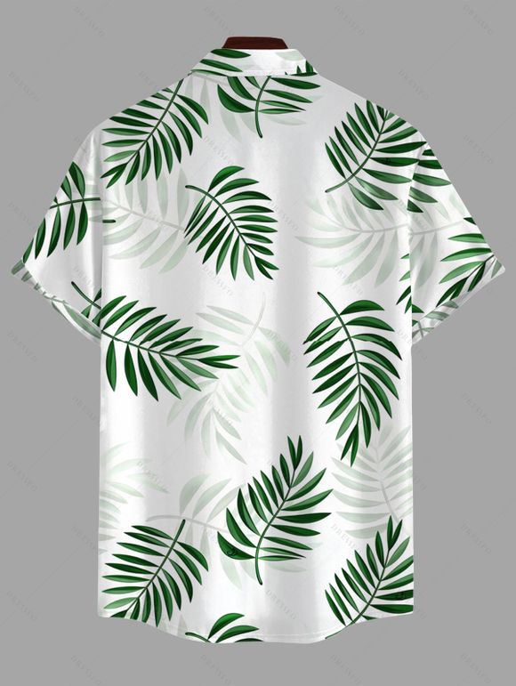 Chemise de vacances pour homme, imprimé feuilles tropicales, boutonnée - PLANT GREEN XL