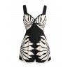Combinaison de vacances à imprimé feuilles torsadées - Noir XL | US 10