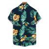 Chemise à boutons pour homme, motif fleurs et feuilles tropicales, idéale pour les vacances - Turquoise Foncée S