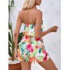 Vacation Couple Outfit Flower Tropical Leaf Print Off the Shoulder Romper and Shirt Set - Orange S | US 4