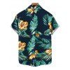Vacation Couple Outfit Tropical Leaf Flower Print Off the Shoulder Romper and Shirt Set - Turquoise Foncée S | US 4