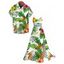 Vacation Couple Outfit Tropical Leaf Flower Pineapple Print Hollow Out Slit Dress and Shirt Set - Vert S | US 4