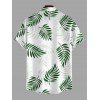 Vacation Couple Outfit Tropical Leaf Print Lace Hollow Out Slit Dress and Shirt Set - PLANT GREEN S | US 4