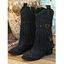 Solid Color Boots Tassel Rivet Pointed Toe Side Zipper Boots - Noir EU 43