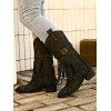 Solid Color Boots Tassel Rivet Pointed Toe Side Zipper Boots - Noir EU 43