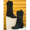 Solid Color Boots Tassel Rivet Pointed Toe Side Zipper Boots - Noir EU 43