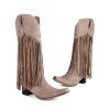 Rivet Tassel Pointed Toe Boots Solid Color Slip On Pointed Toe Boots - Brun Légère EU 41