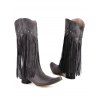 Rivet Tassel Pointed Toe Boots Solid Color Slip On Pointed Toe Boots - Gris EU 43