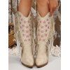 Tassel Boots Star Print Pointed Toe Chunky Heels Boots - Blanc de Crème EU 43