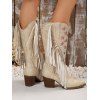 Tassel Boots Star Print Pointed Toe Chunky Heels Boots - Blanc de Crème EU 43