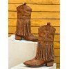 Solid Color Boots Tassel Rivet Pointed Toe Side Zipper Boots - Brun EU 36