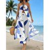 Ensemble de vacances imprimé tropical composé d'un haut dos nu à fente extra-longue et d'un pantalon droit - INDIGO COLOR XXL | US 12