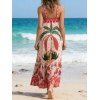 Robe de vacances bohème à imprimé feuilles de cocotier - Rouge Rose XXL | US 12