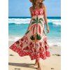 Robe de vacances bohème à imprimé feuilles de cocotier - Rouge Rose XXL | US 12