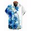 Chemise de vacances pour homme, imprimé floral et feuilles style éclaboussures d'encre, chemise boutonnée - Bleu clair 5XL