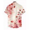 Chemise de vacances pour homme, imprimé floral romantique à l'aquarelle, boutonnée - Rose clair 5XL