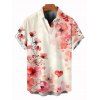 Chemise de vacances pour homme, imprimé floral romantique à l'aquarelle, boutonnée - Rose clair 5XL