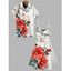 Vacation Couple Outfit Colored Watercolor Floral Leaf Print Dress and Shirt Set - Blanc S | US 4