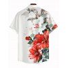 Vacation Couple Outfit Colored Watercolor Floral Leaf Print Dress and Shirt Set - Blanc S | US 4