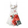 Vacation Couple Outfit Colored Watercolor Floral Leaf Print Dress and Shirt Set - Blanc S | US 4
