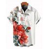 Vacation Couple Outfit Colored Watercolor Floral Leaf Print Dress and Shirt Set - Blanc S | US 4