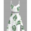 Robe de vacances imprimée de feuilles tropicales, en dentelle ajourée et fendue - Vert profond XXXXXL | US 20