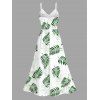 Robe de vacances imprimée de feuilles tropicales, en dentelle ajourée et fendue - Vert profond XXXXXL | US 20